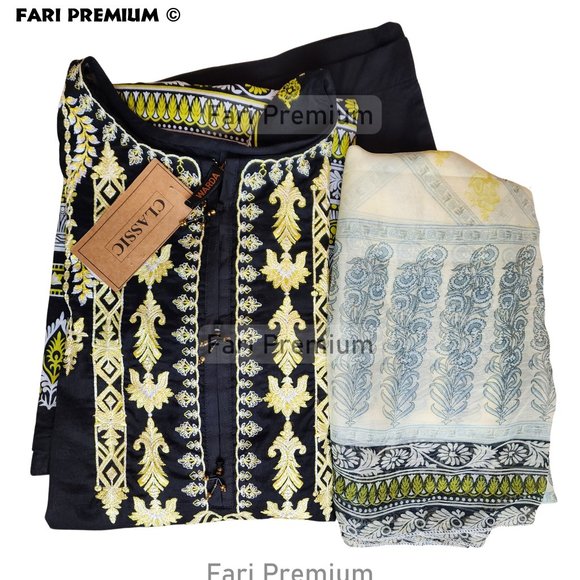 Warda Brand 3PC Embroidered Lawn, Chiffon Shalwar Kameez Pakistani/Indian XS/35 - Picture 15 of 15